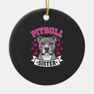 Pitbull Sister Dog Lover Vector Design Ceramic Tree Decoration