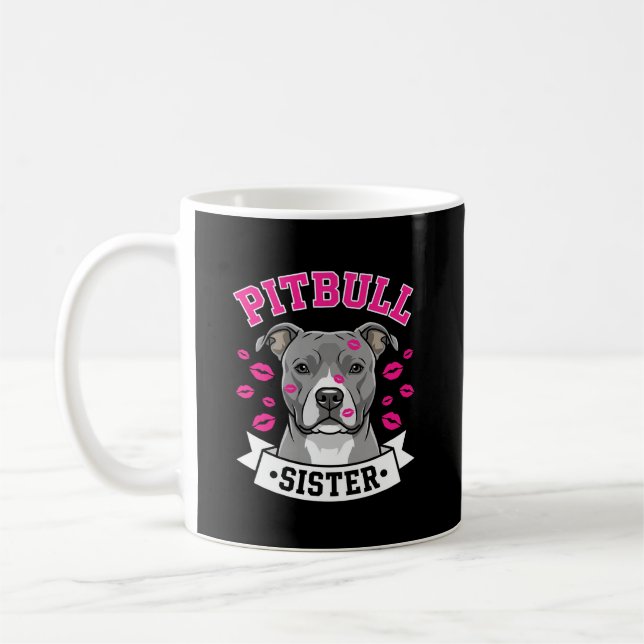 Pitbull Sister Dog Lover Vector Design Coffee Mug (Left)