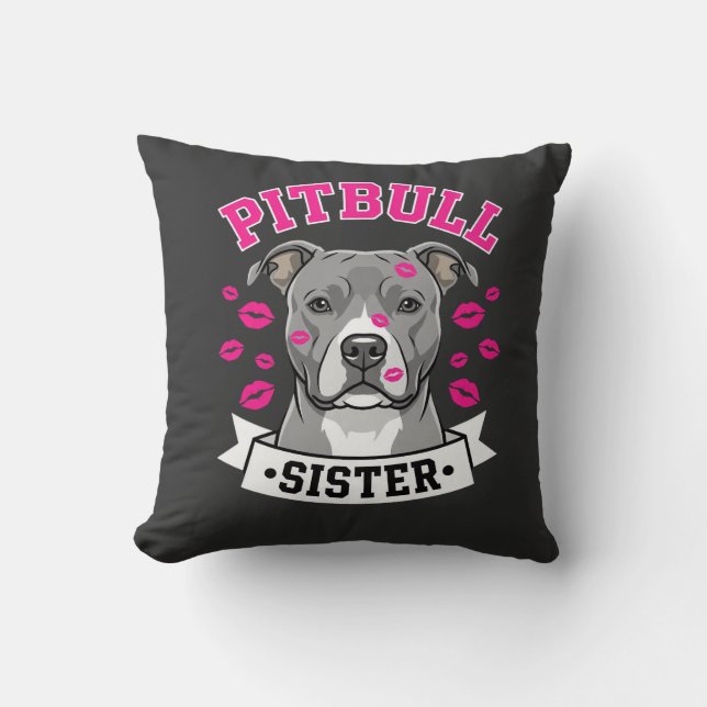 Pitbull Sister Dog Lover Vector Design Cushion (Front)