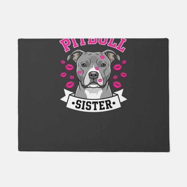 Pitbull Sister Dog Lover Vector Design Doormat (Front)