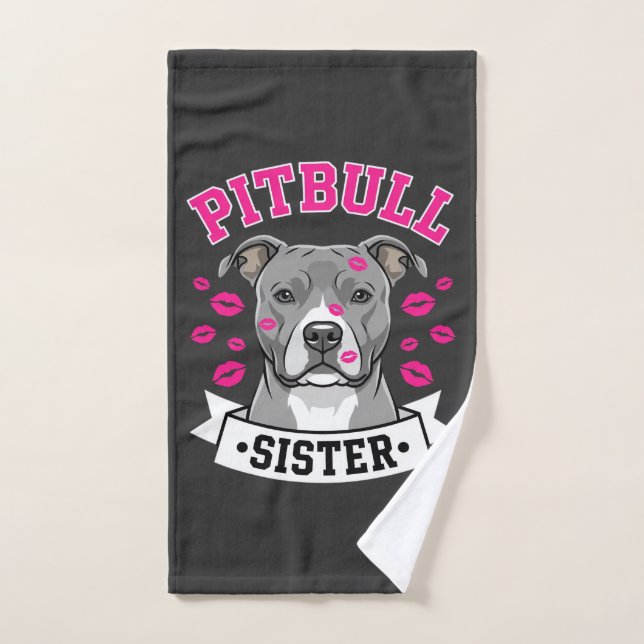 Pitbull Sister Dog Lover Vector Design Hand Towel (Hand Towel)