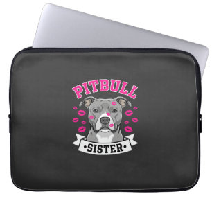 Pitbull Sister Dog Lover Vector Design Laptop Sleeve