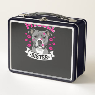 Pitbull Sister Dog Lover Vector Design Metal Lunch Box