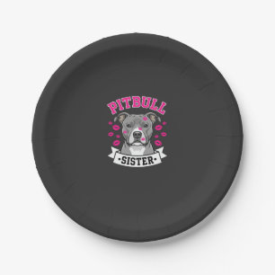 Pitbull Sister Dog Lover Vector Design Paper Plate