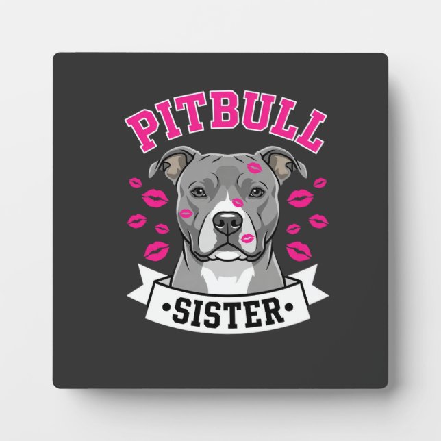 Pitbull Sister Dog Lover Vector Design Plaque (Front)