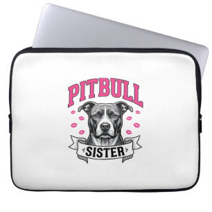 Pitbull Sister Vintage Dog Lover Vector Design_1 Laptop Sleeve