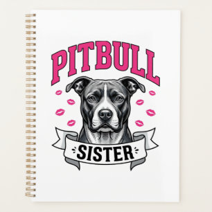 Pitbull Sister Vintage Dog Lover Vector Design_1 Planner