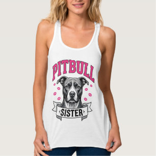 Pitbull Sister Vintage Dog Lover Vector Design_1 Singlet