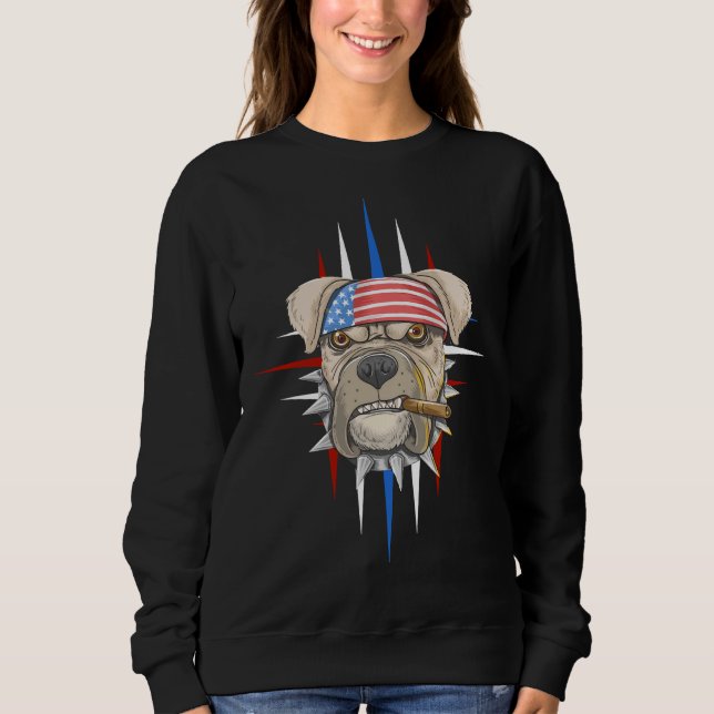 Pitbull Smoking Cigar Sweatshirt (Front)