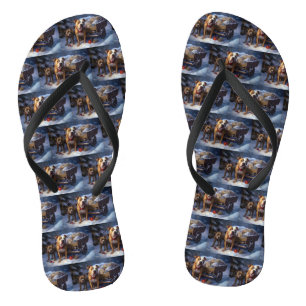 Pitbull Snowy Sleigh Christmas Decor Jandals