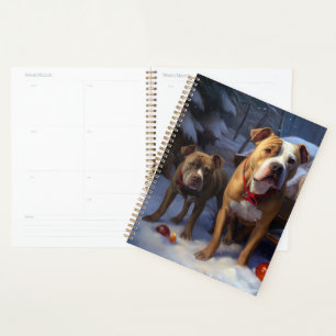 Pitbull Snowy Sleigh Christmas Decor Planner