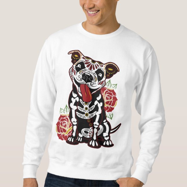 Pitbull Sugar Skull for Women, Men Pitbull Mum, Da Sweatshirt (Front)
