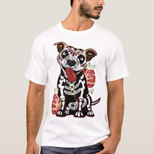Pitbull Sugar Skull for Women, Men Pitbull Mum, Da T-Shirt