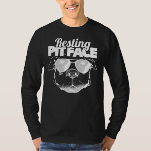 Pitbull Sunglasses Owner Funny Resting T-Shirt