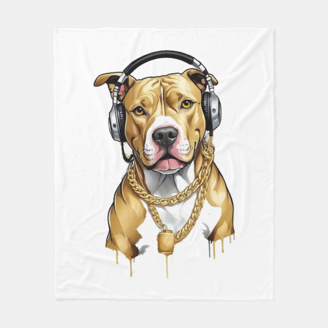 Pitbull T-shirt street style Fleece Blanket (Front)