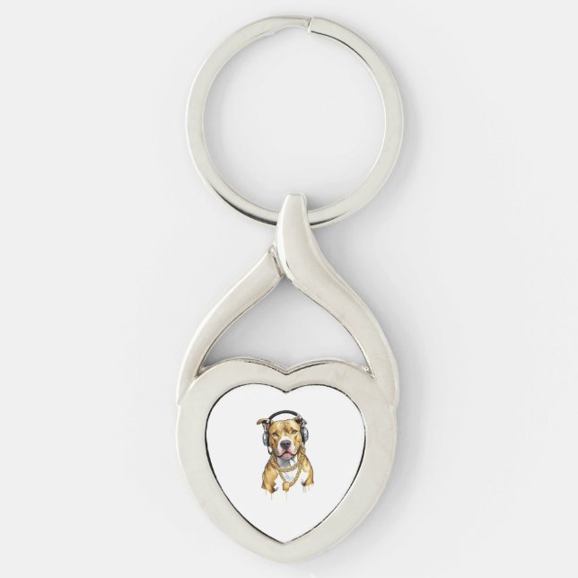 Pitbull T-shirt street style Key Ring (Front)