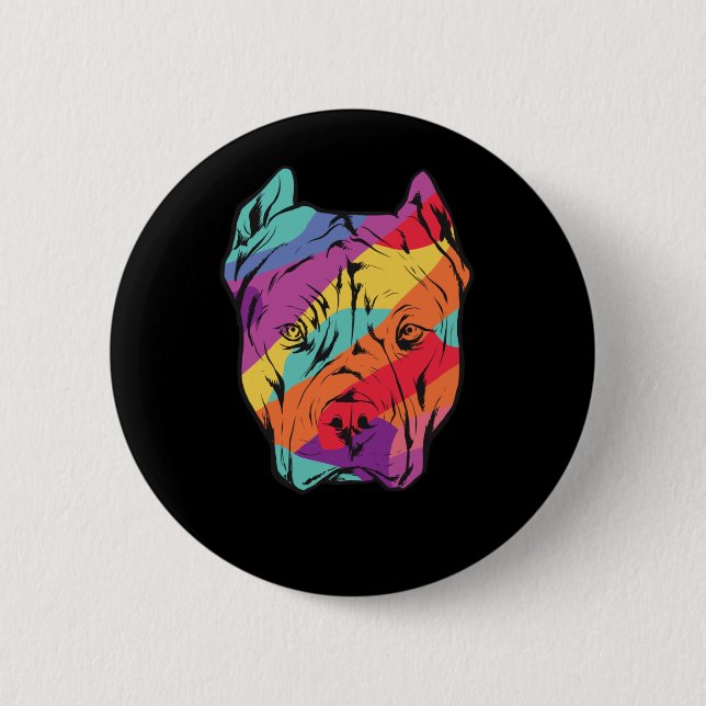 Pitbull Terrier - Dog Head 6 Cm Round Badge (Front)