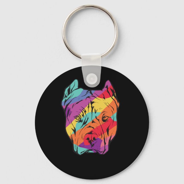 Pitbull Terrier - Dog Head Key Ring (Front)