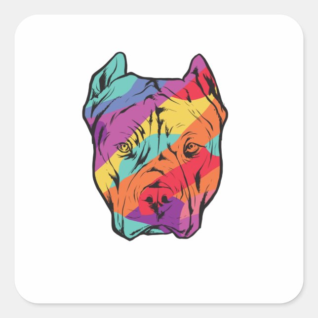 Pitbull Terrier Dog Head Square Sticker (Front)