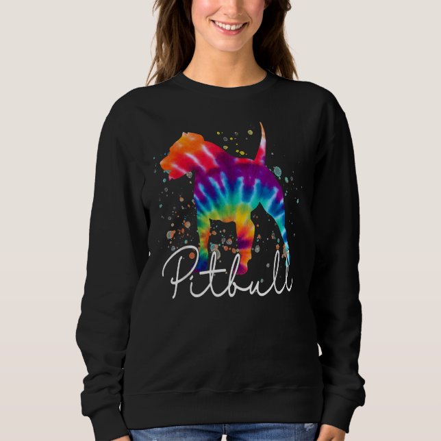 Pitbull Tie Dye Rainbow Dog Lover Sweatshirt (Front)