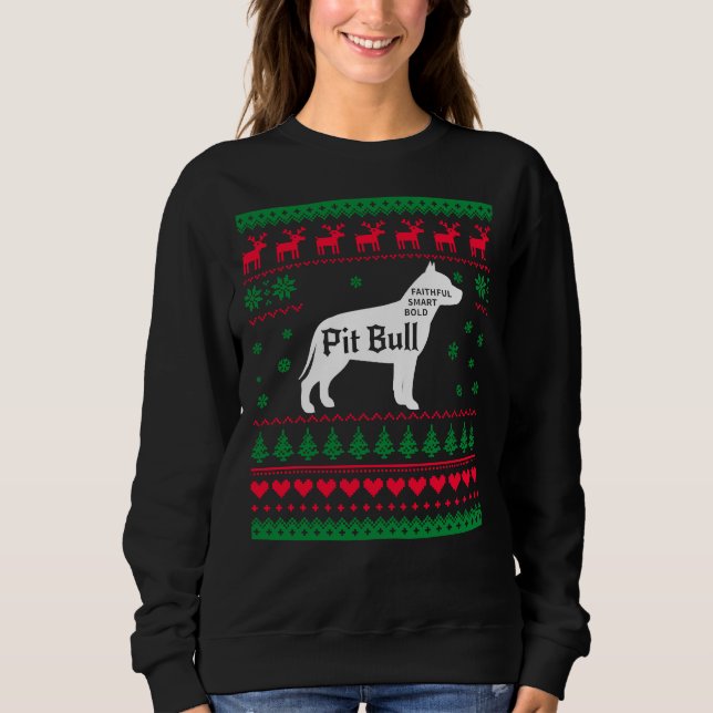 Pitbull Ugly Christmas Sweater Xmas Pitbull (Front)