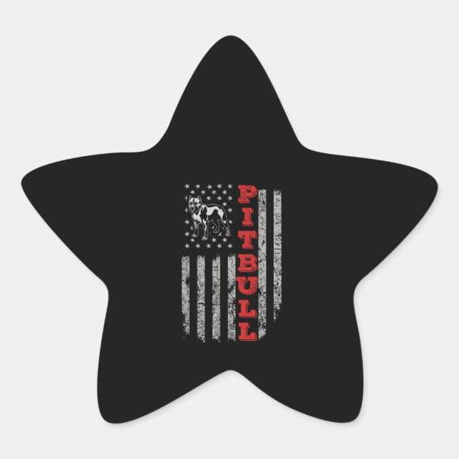 Pitbull USA American Flag Star Sticker (Front)