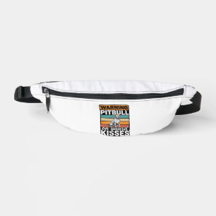 Pitbull Warning Kisses Incoming Vintage Dog Design Bum Bags