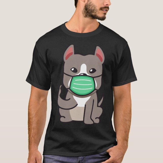 Pitbull Wearing Face Masks T-Shirt (Front)