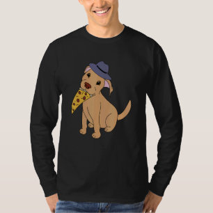 Pitbull wearing hat with slice of pizza wag tail h T-Shirt