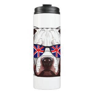 Pitbull Wearing Union Jack Sunglasses Thermal Tumbler