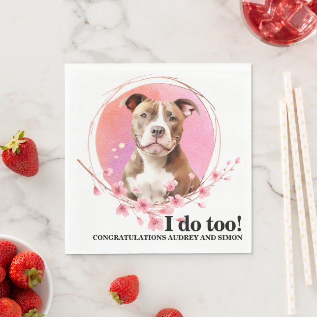 Pitbull Wedding Napkins With Dogs Photo (Insitu)