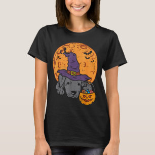 Pitbull Witch Hat Moon Jack O Lantern Halloween T-Shirt