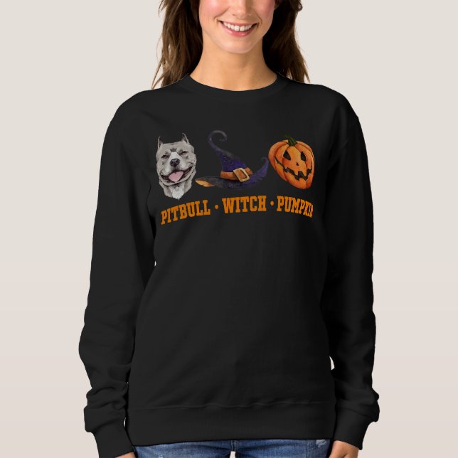 Pitbull Witch Pumpkin Halloween Classic Sweatshirt (Front)