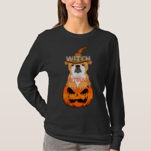 Pitbull Witch Pumpkin Halloween  T-Shirt