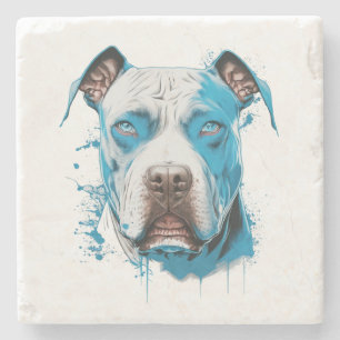 Pitbull with Blue Eyes   Dog Lover's  Stone Coaster
