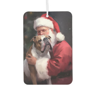 Pitbull With Santa Claus Festive Christmas Car Air Freshener