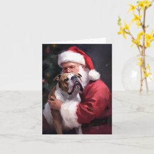 Pitbull With Santa Claus Festive Christmas Card