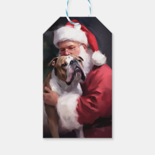 Pitbull With Santa Claus Festive Christmas Gift Tags