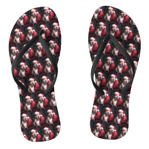 Pitbull With Santa Claus Festive Christmas Jandals