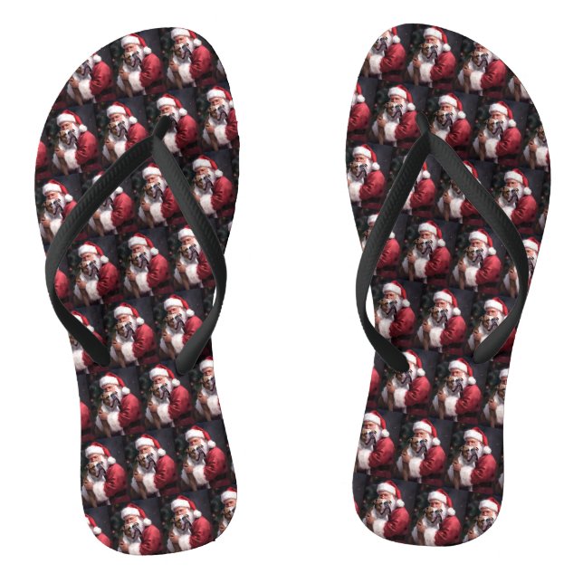 Pitbull With Santa Claus Festive Christmas Jandals (Footbed)