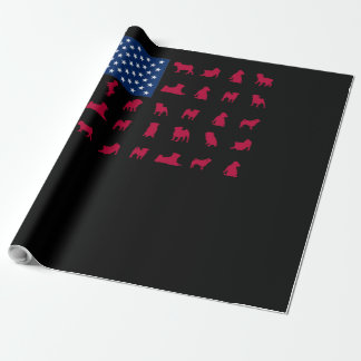 Pitbull with The American Flag Wrapping Paper