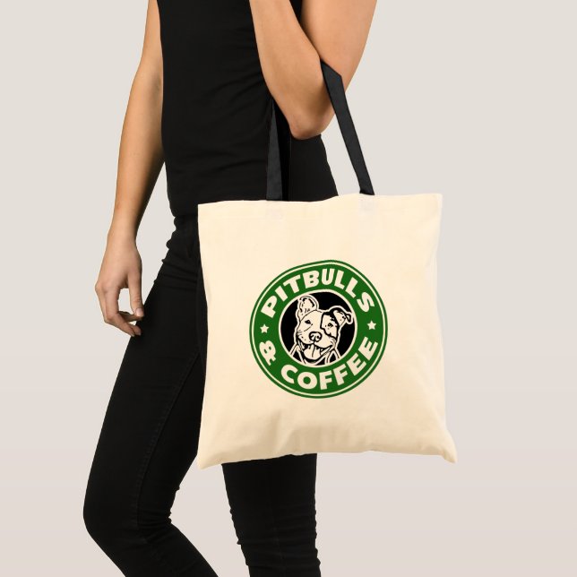 Pitbulls and Coffee Funny tote bag womens (Front (Product))
