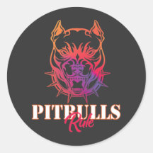 Pitbulls Rule  Classic Round Sticker