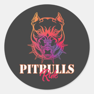 Pitbulls Rule  Classic Round Sticker