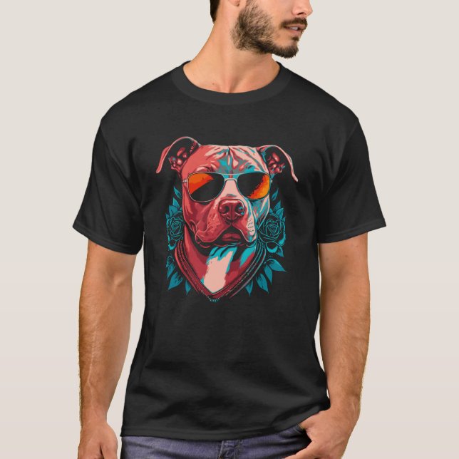Pitbulls with sunglasses Beware of Pit Bulls T-Shirt (Front)