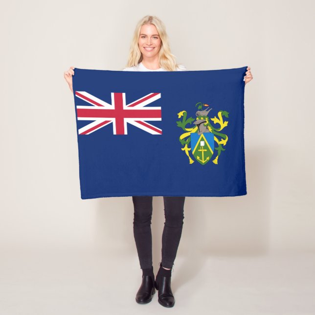 Pitcairn Islands Flag Fleece Blanket (In Situ)