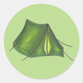 Pitch a Tent Summer Camp Camping Hiking Green Classic Round Sticker