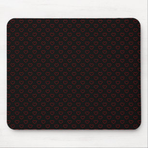 Pitch Black Mousepad With Little Red-Rimmed Hearts
