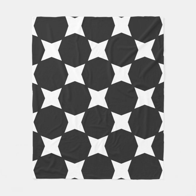 Pitch Pastel & Soft White Star Pattern Design Fleece Blanket (Front)
