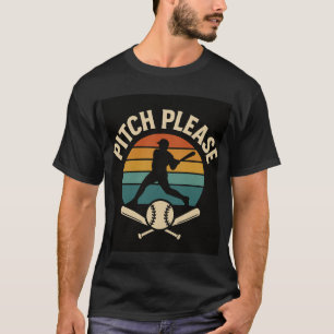 Pitch Please Baseball — Retro Sunset, Batter Silho T-Shirt